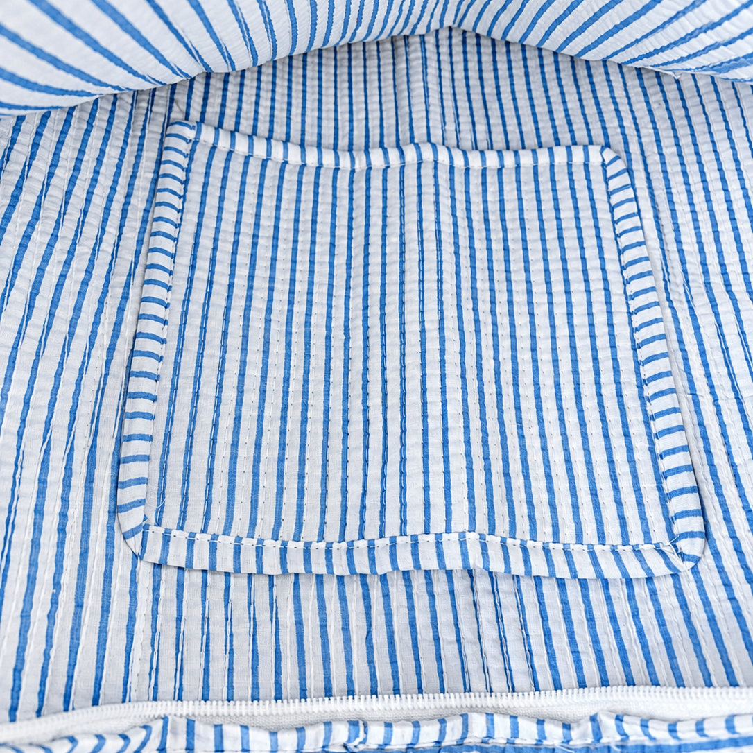 Cotton quilted striped tote bag