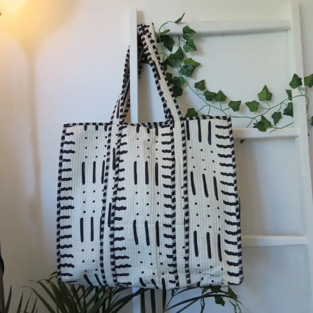 Cotton Quilted Tote Bags White – Artofakind