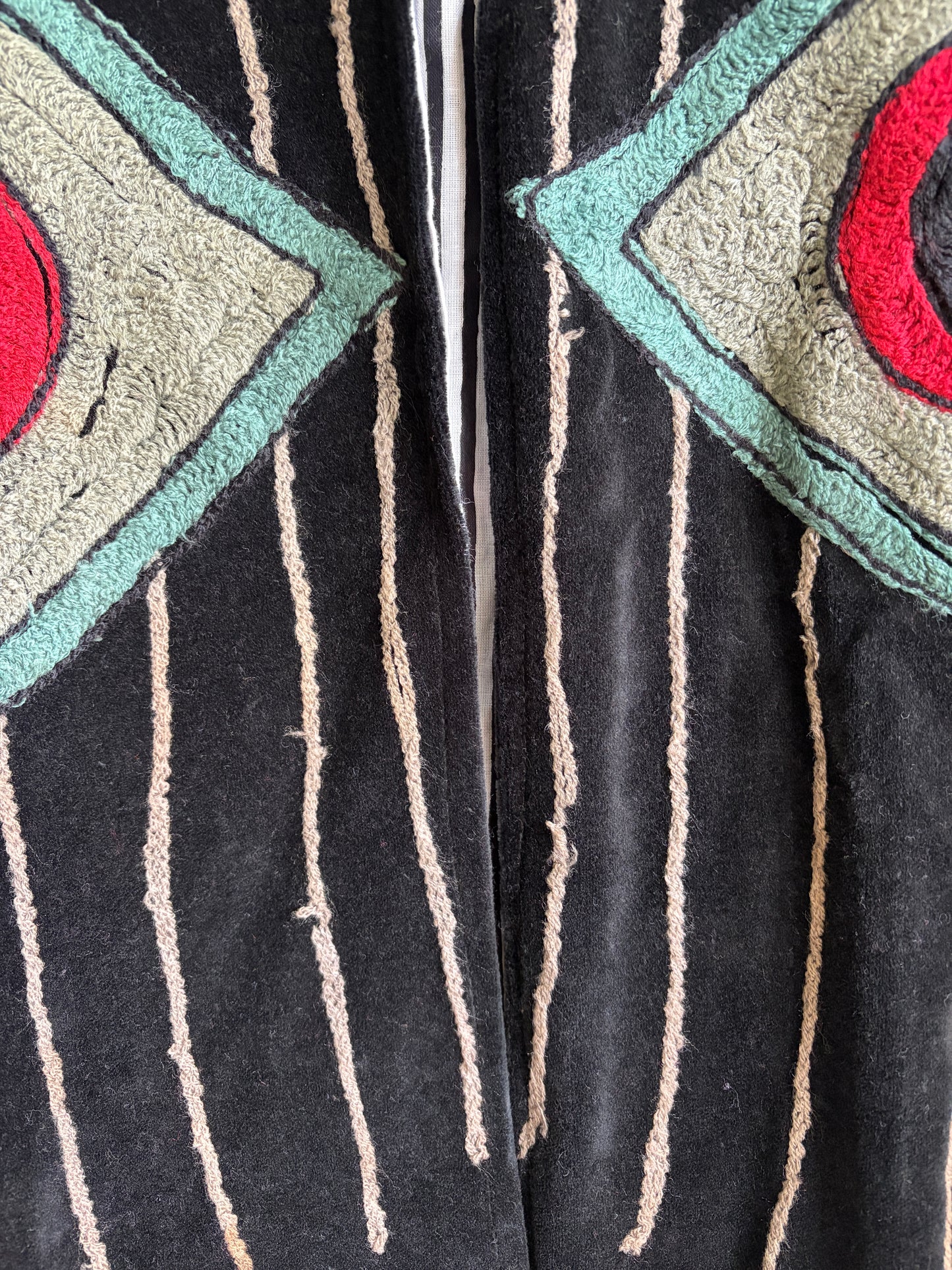 Velvet Suzani Embroidery Jacket - Black