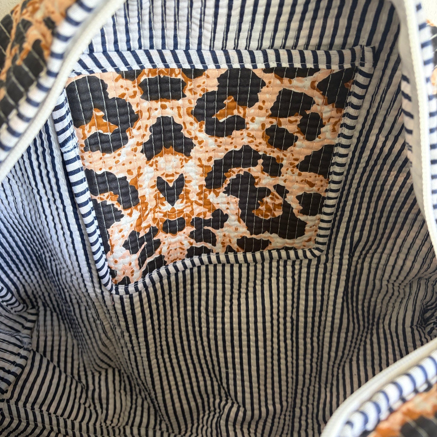 Quilted Leopard Print Duffle Bag – Handmade Cotton Weekend Travel Bag