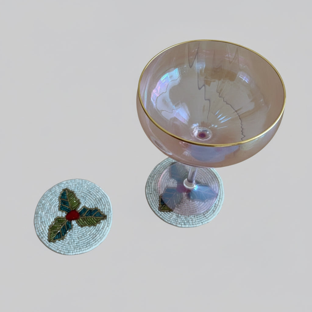 Holly Berry Beaded Coaster
