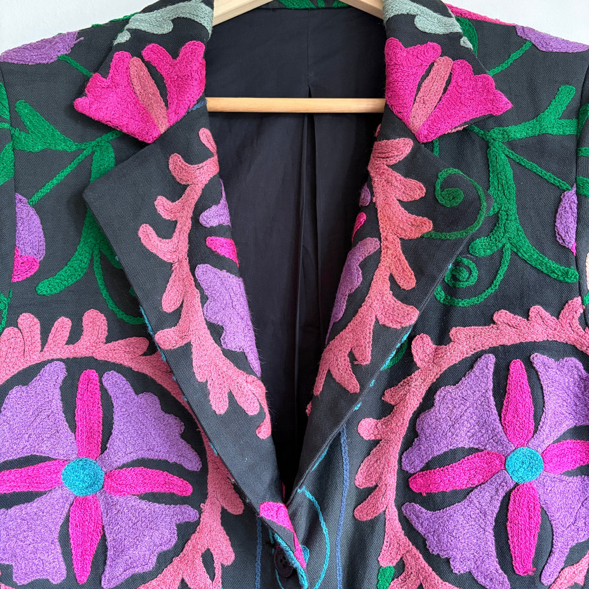 Black Floral Suzani Embroidered Jacket