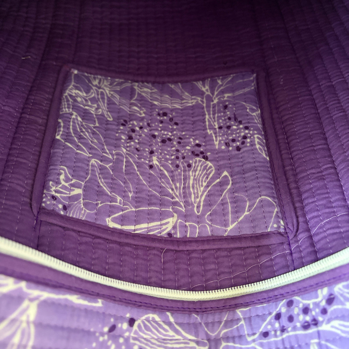 Purple Floral Quilted Tote Bag