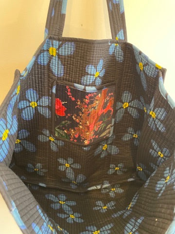 QUILTED VELVET SHOPPER TOTE