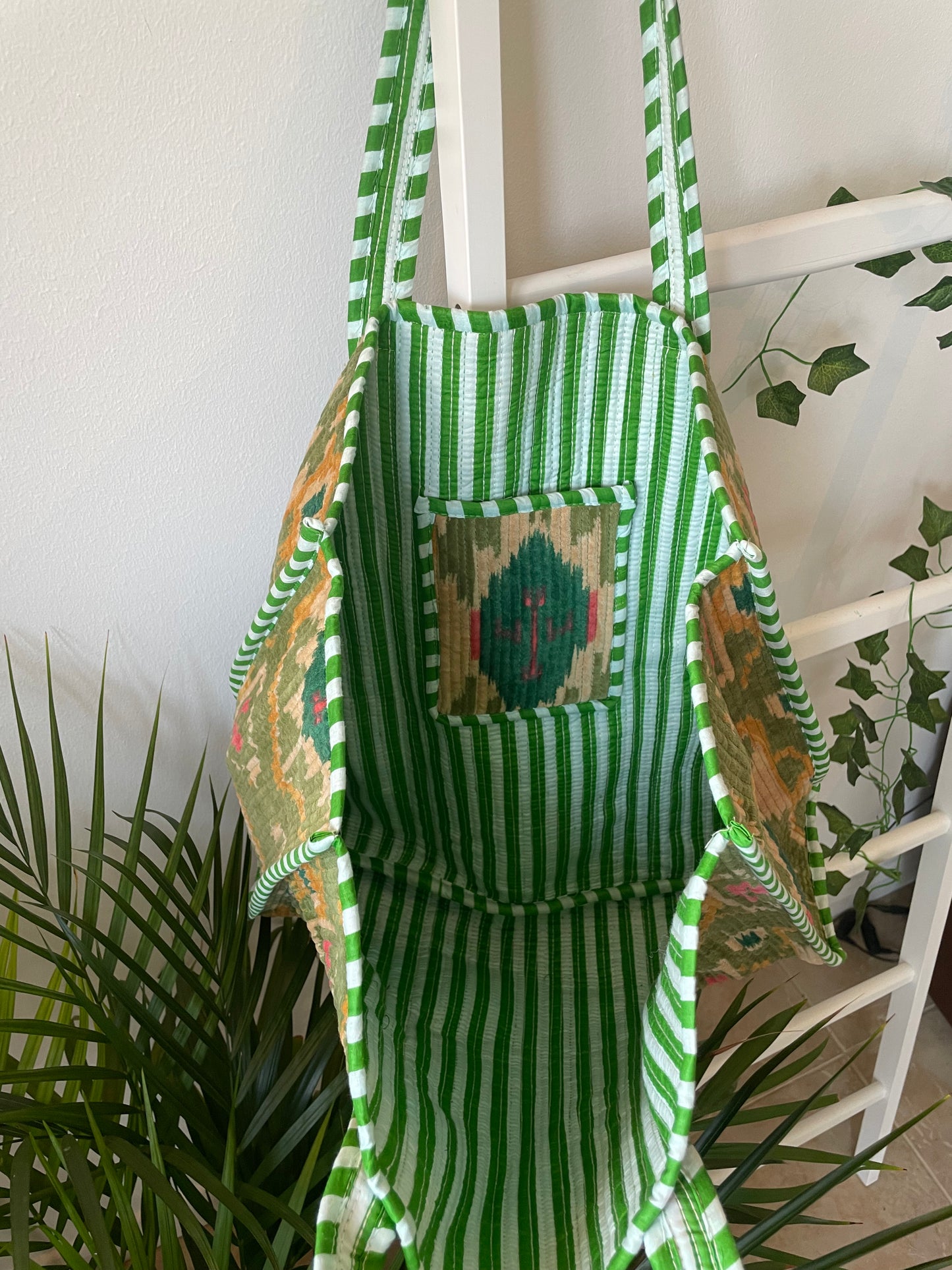 Quilted Velvet Tote Bag