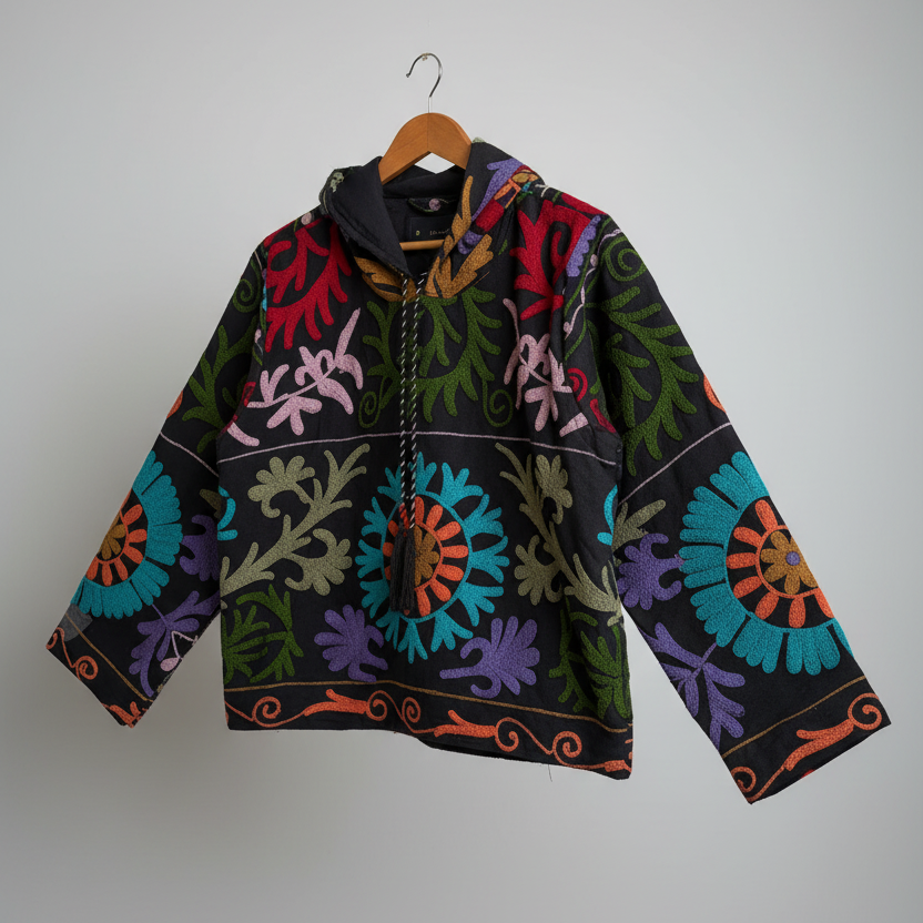 Cotton Suzani Embroidery Hoodie