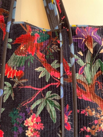 QUILTED VELVET SHOPPER TOTE 