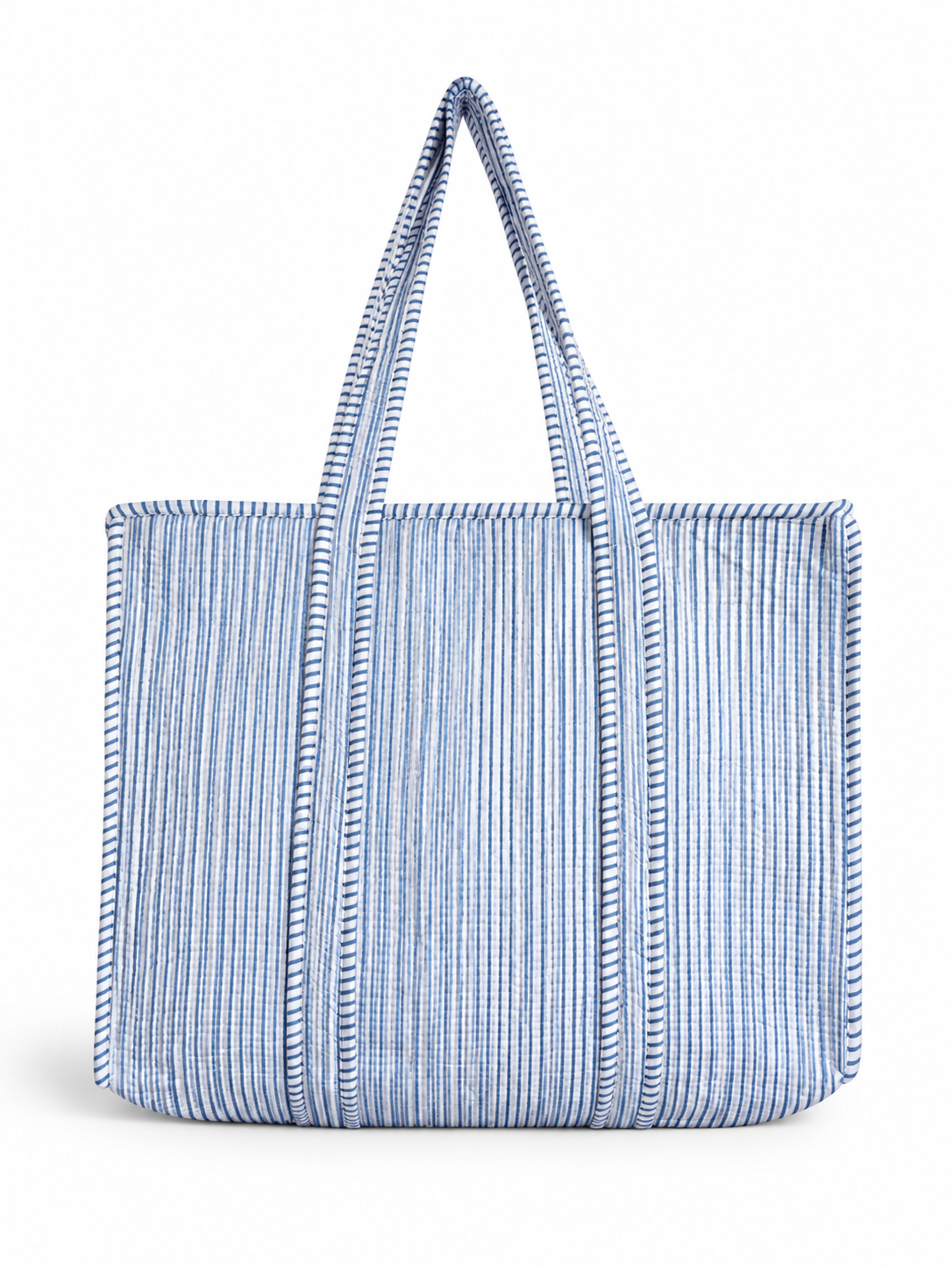 Cotton quilted striped tote bag