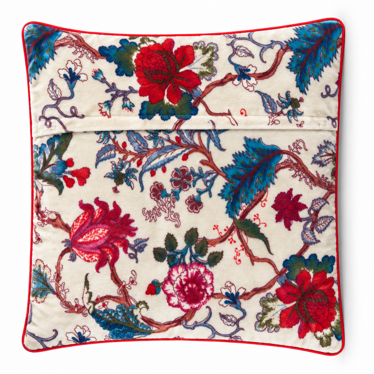 Velvet Floral Cushion Cover - Beige 
