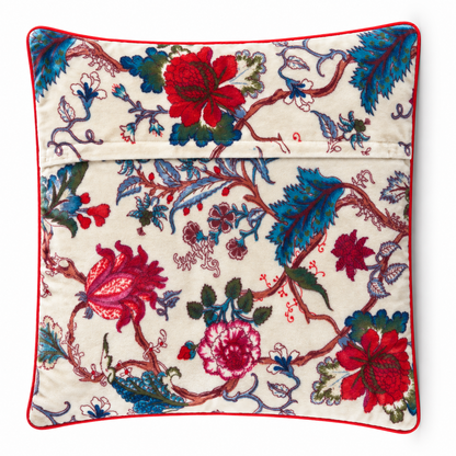 Velvet Floral Cushion Cover - Beige 