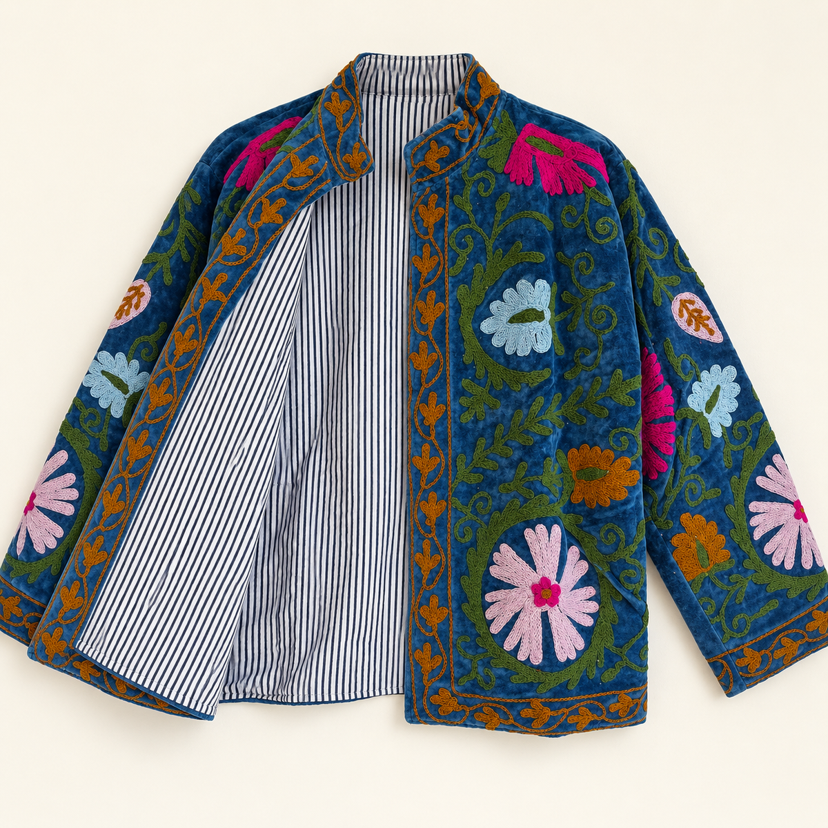 Blue Suzani Velvet Jacket