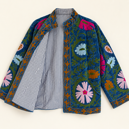 Blue Suzani Velvet Jacket