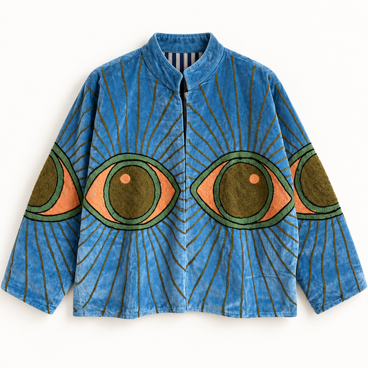 Blue Eye Embroidered Velvet Jacket