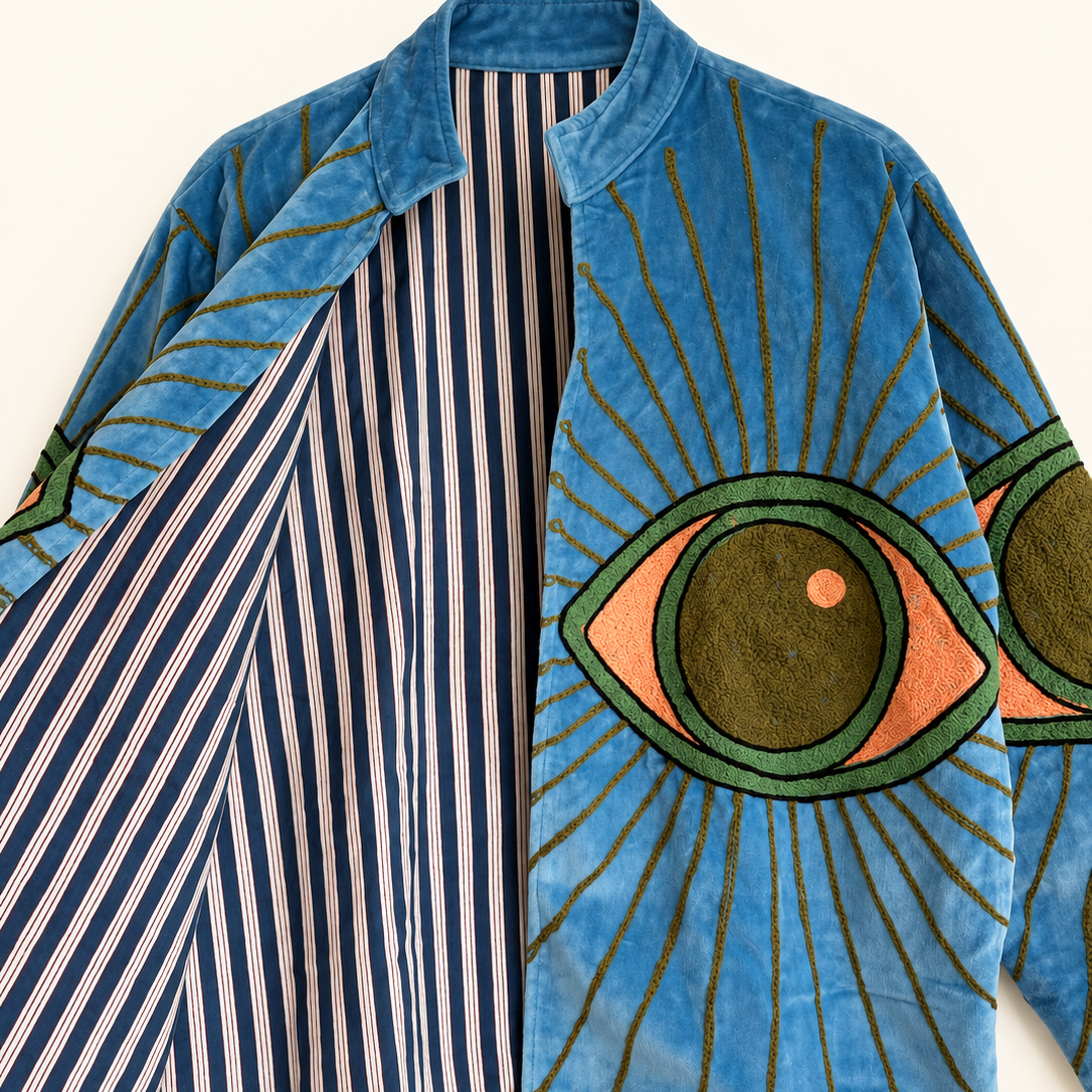Blue Eye Embroidered Velvet Jacket