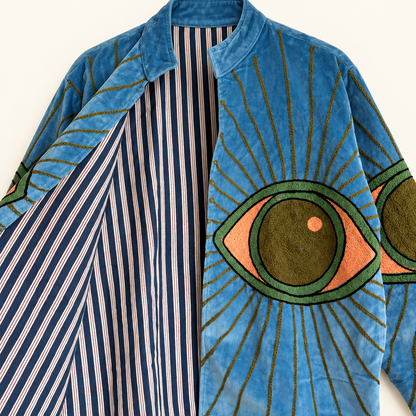 Blue Eye Embroidered Velvet Jacket