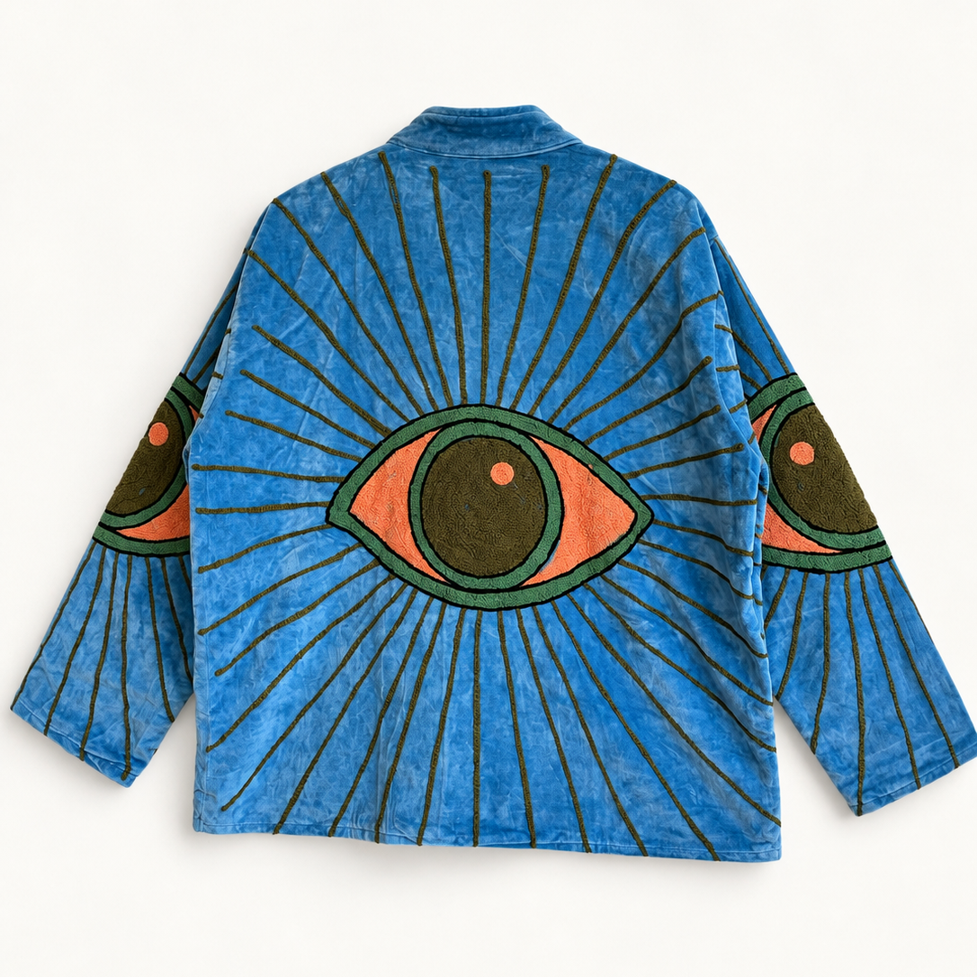 Blue Eye Embroidered Velvet Jacket