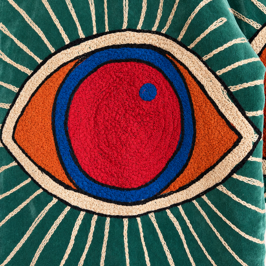 Green Suzani Embroidered Velvet Jacket
