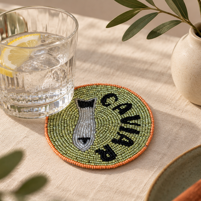 Bauhaus Beaded Coaster – Handmade Modern Table Décor