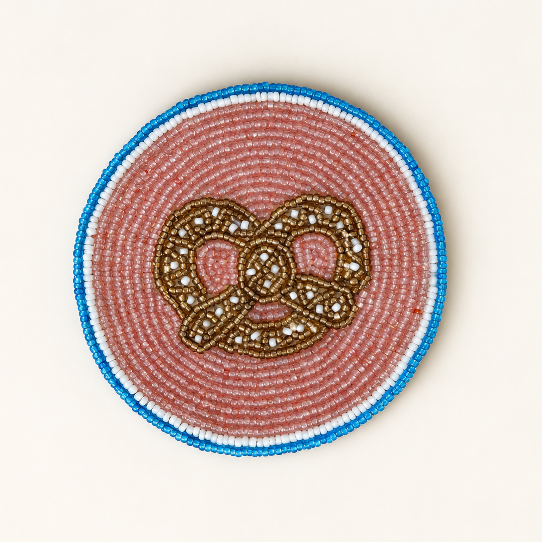 Pretzel Beaded Coaster – Handmade Drinks Mat