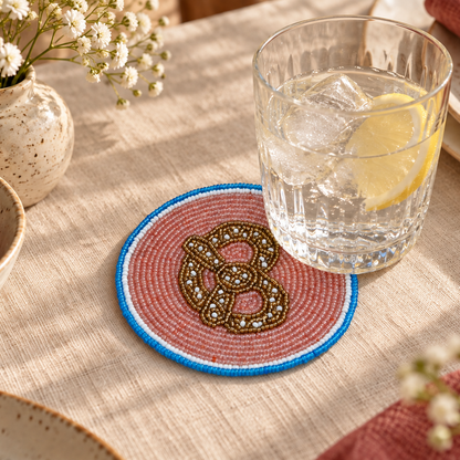 Pretzel Beaded Coaster – Handmade Drinks Mat