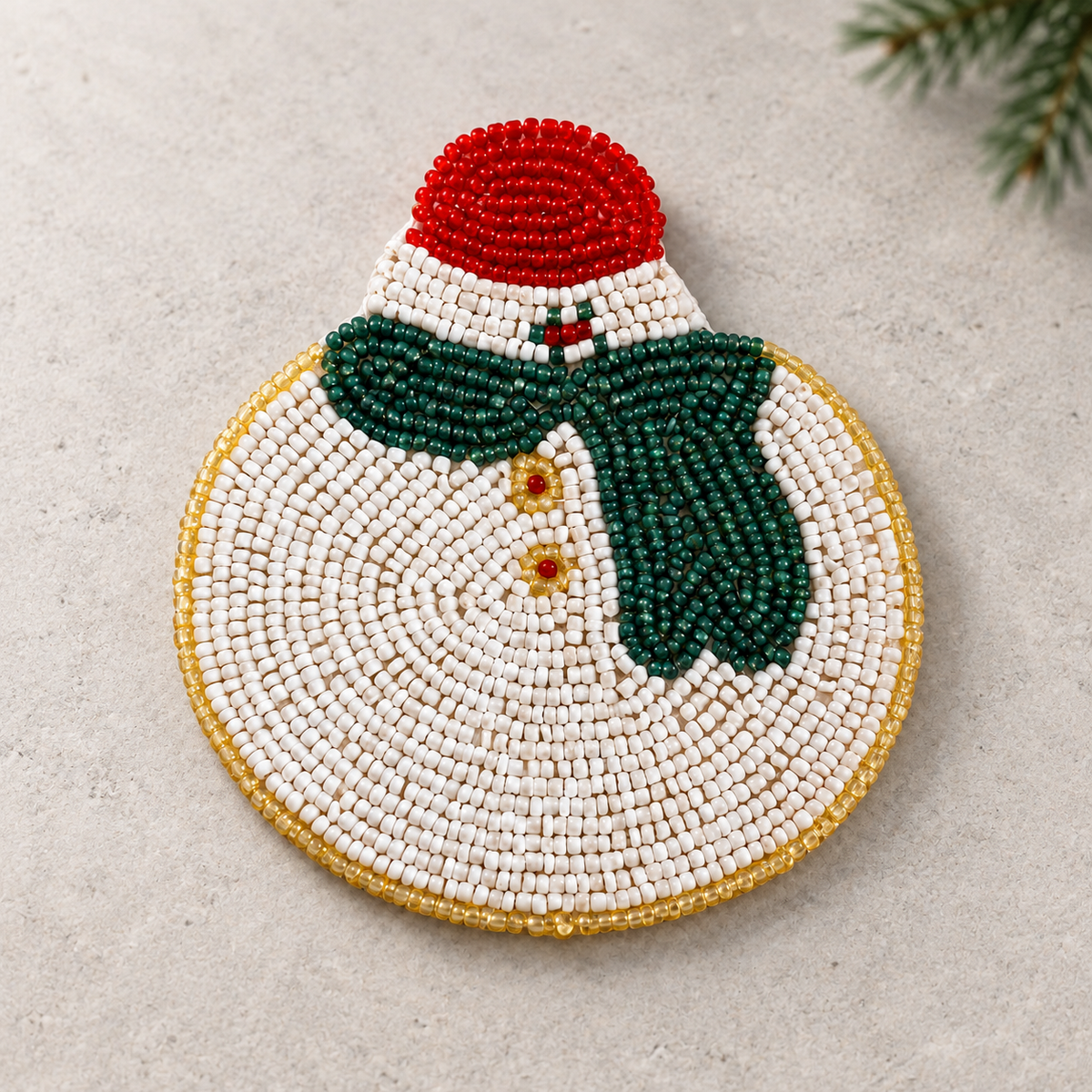 Snowman Beaded Coaster – Handmade Drinks Mat