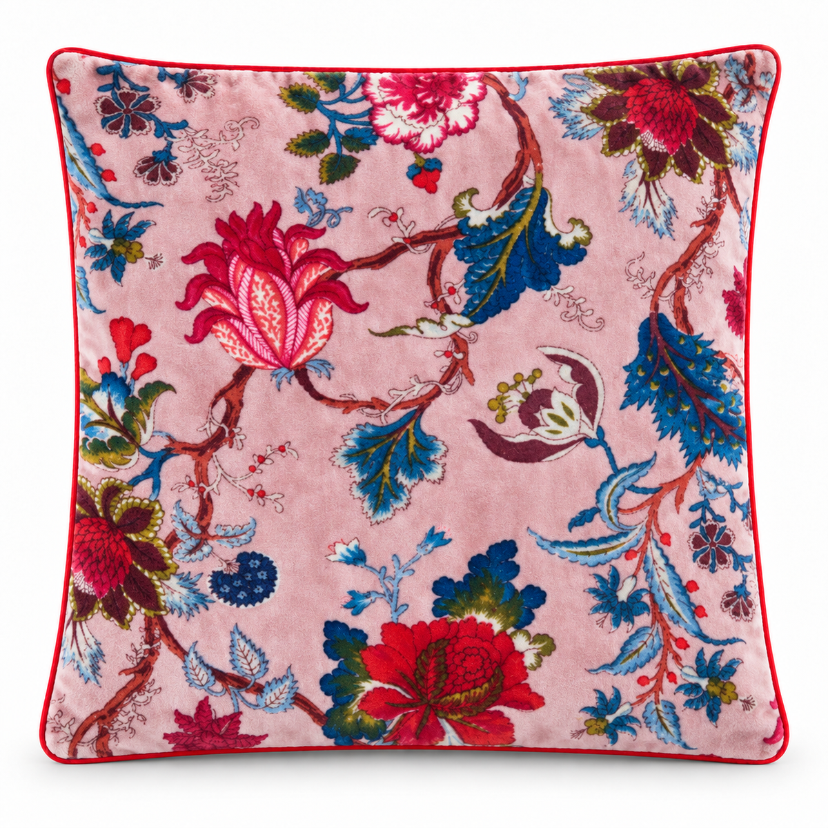 Velvet Floral Cushion Cover - Pink