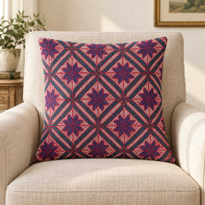 Vintage Kantha Embroidered Cushion Cover
