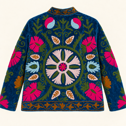 Blue Suzani Velvet Jacket