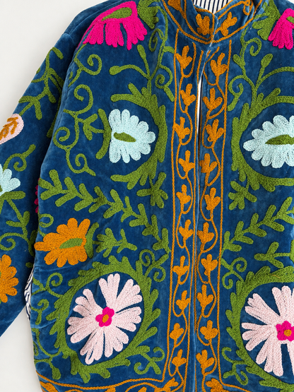 Blue Suzani Velvet Jacket