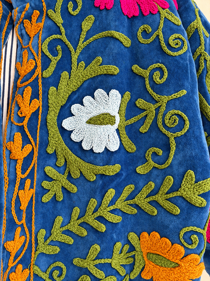 Blue Suzani Velvet Jacket