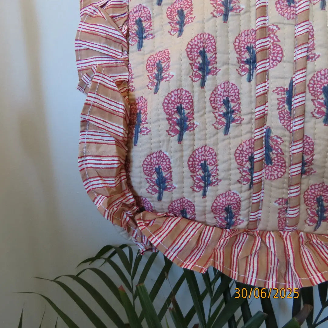 Cotton Quilted Tote Bags with frill My Store