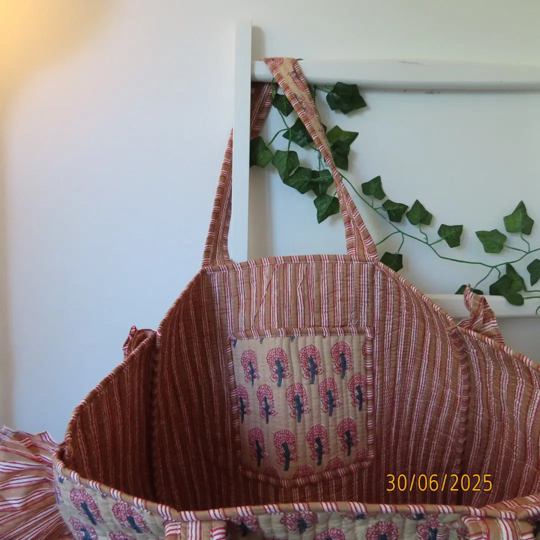 Cotton Quilted Tote Bags with frill My Store