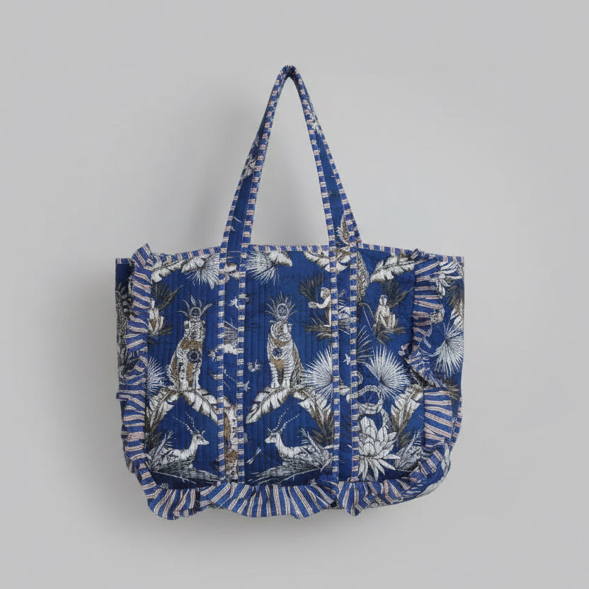 Cotton Quilted Tote Bags with frill My Store