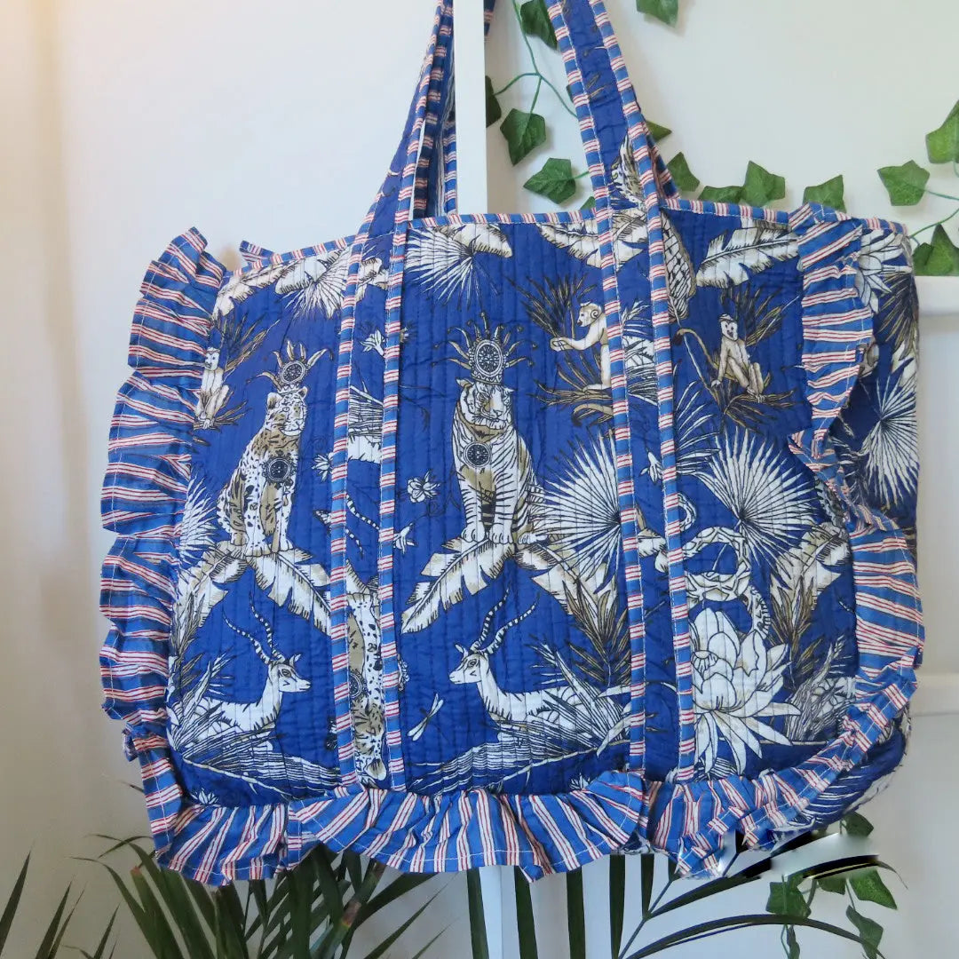 Cotton Quilted Tote Bags with frill My Store