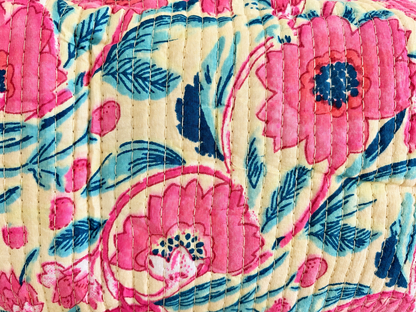 Pink Floral Quilted Wash bag