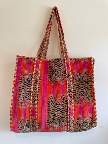 Velvet Quilted Tote Bag