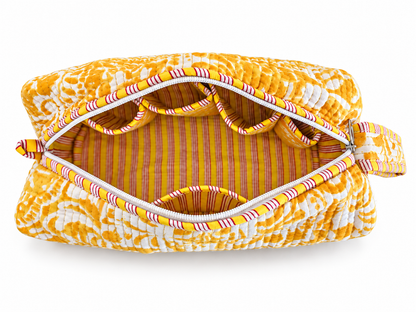 Cotton Quilted wash bag - yellow 