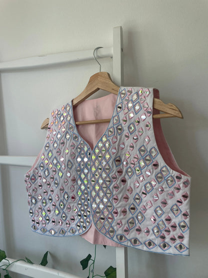 Hand embroidered Mirror work Vest Artofakind
