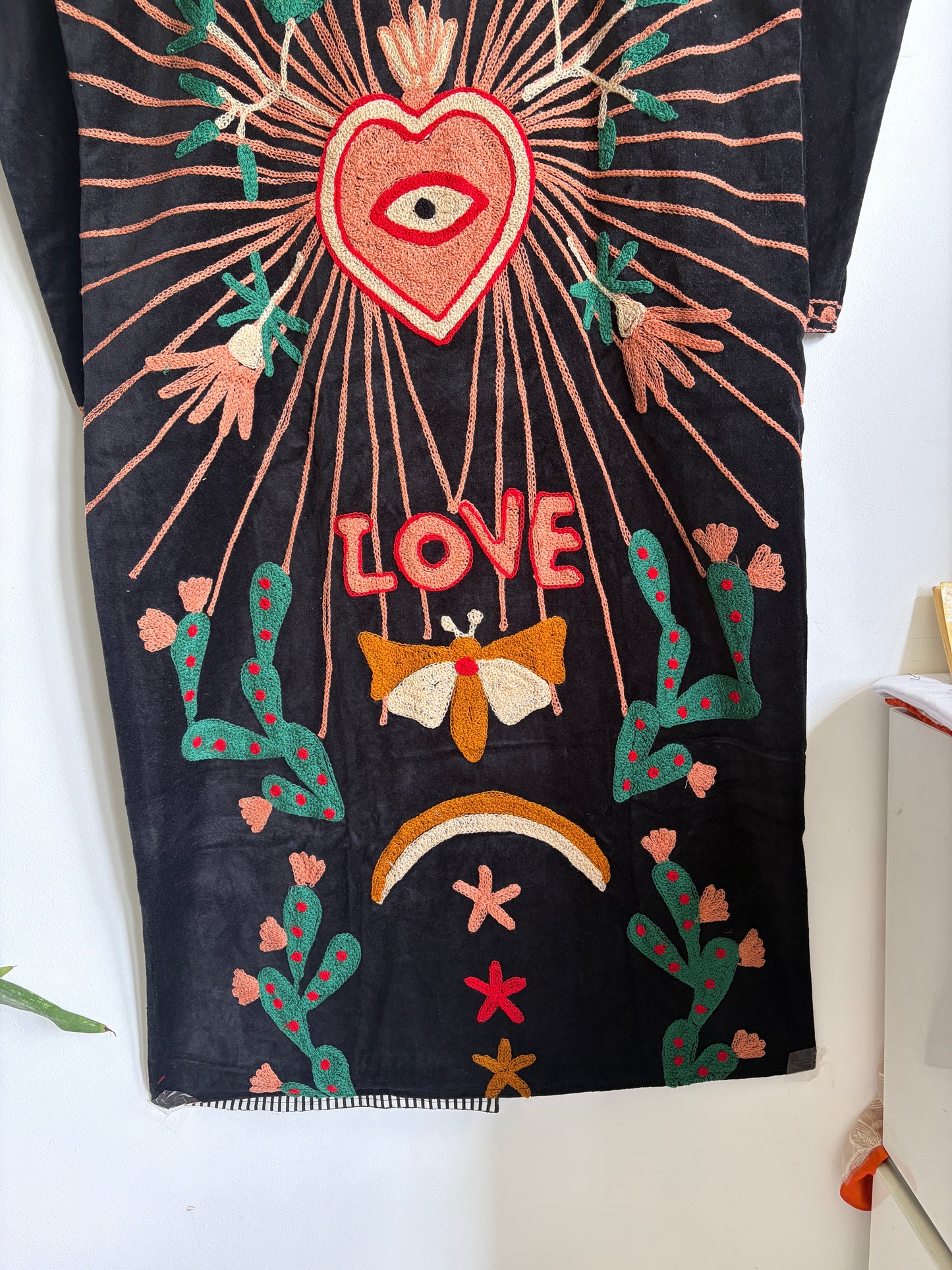 Handmade Embroidered Suzani Velvet Long Coat | Celestial Boho Duster