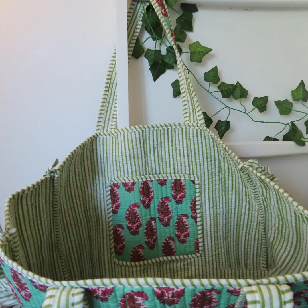 Cotton Quilted Tote Bags with frill My Store