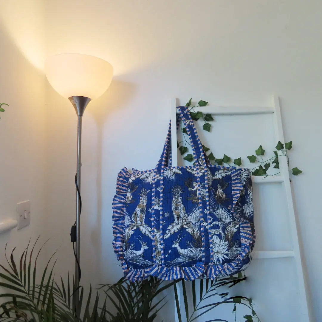 Cotton Quilted Tote Bags with frill My Store
