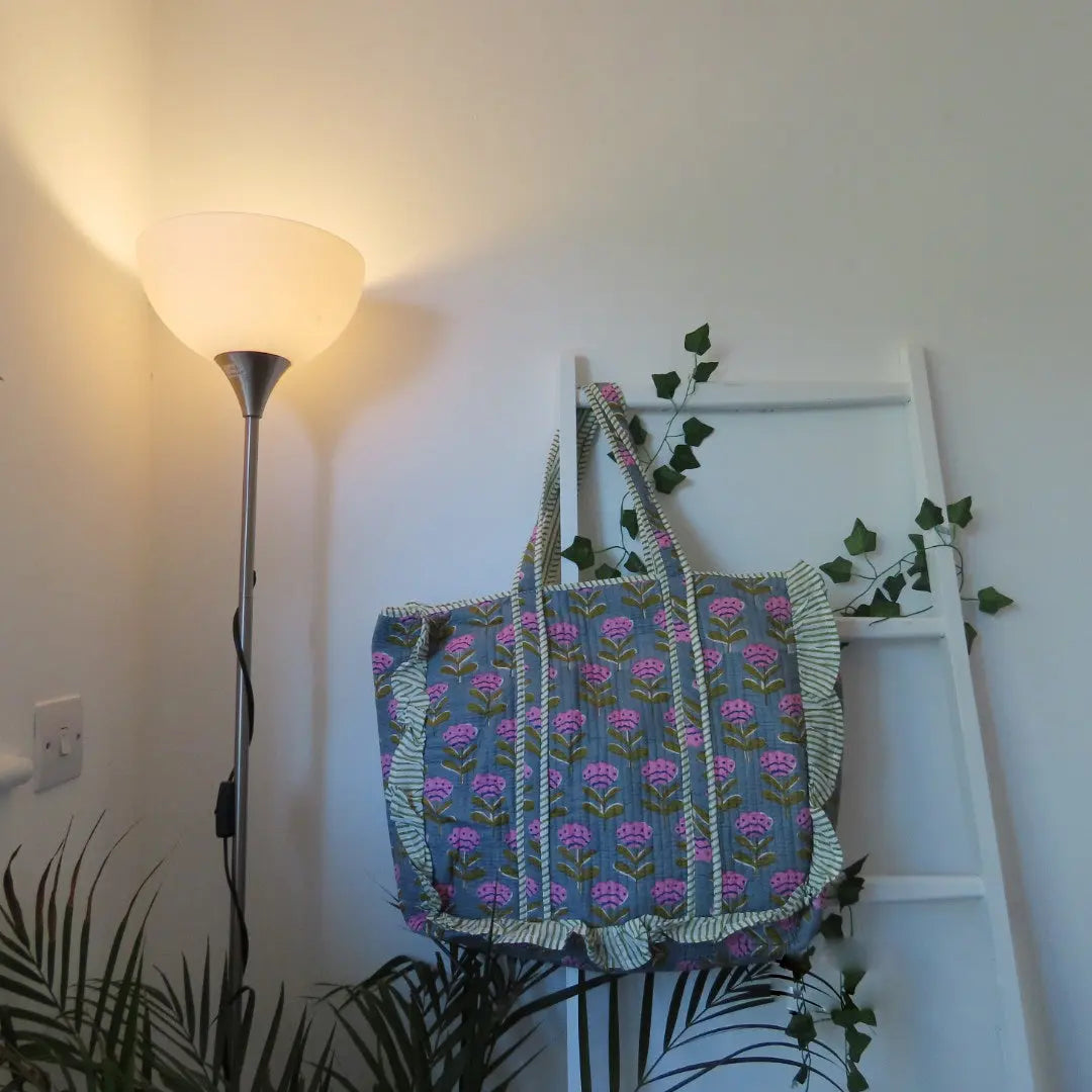 Cotton Quilted Tote Bags with frill My Store