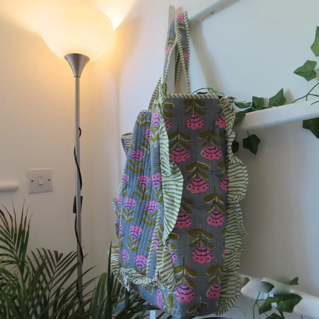 Cotton Quilted Tote Bags with frill My Store