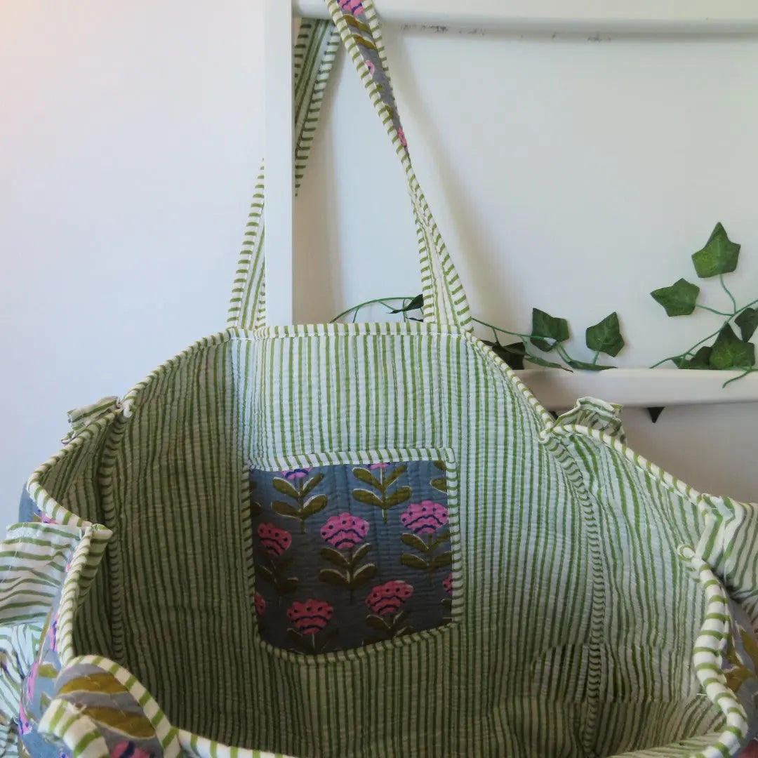 Cotton Quilted Tote Bags with frill My Store