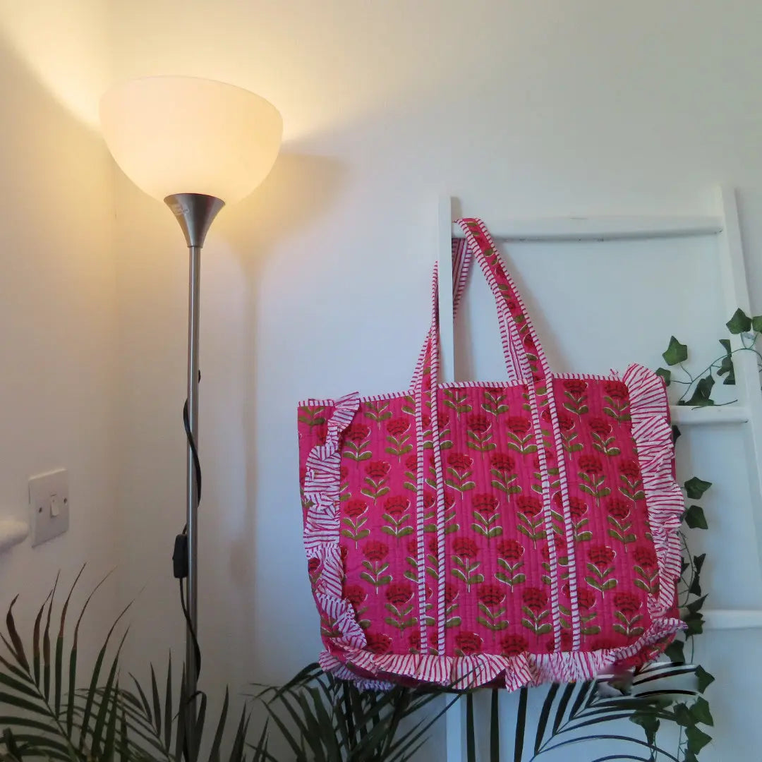 Cotton Quilted Tote Bags with frill My Store