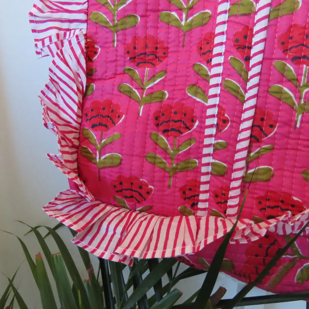 Cotton Quilted Tote Bags with frill My Store
