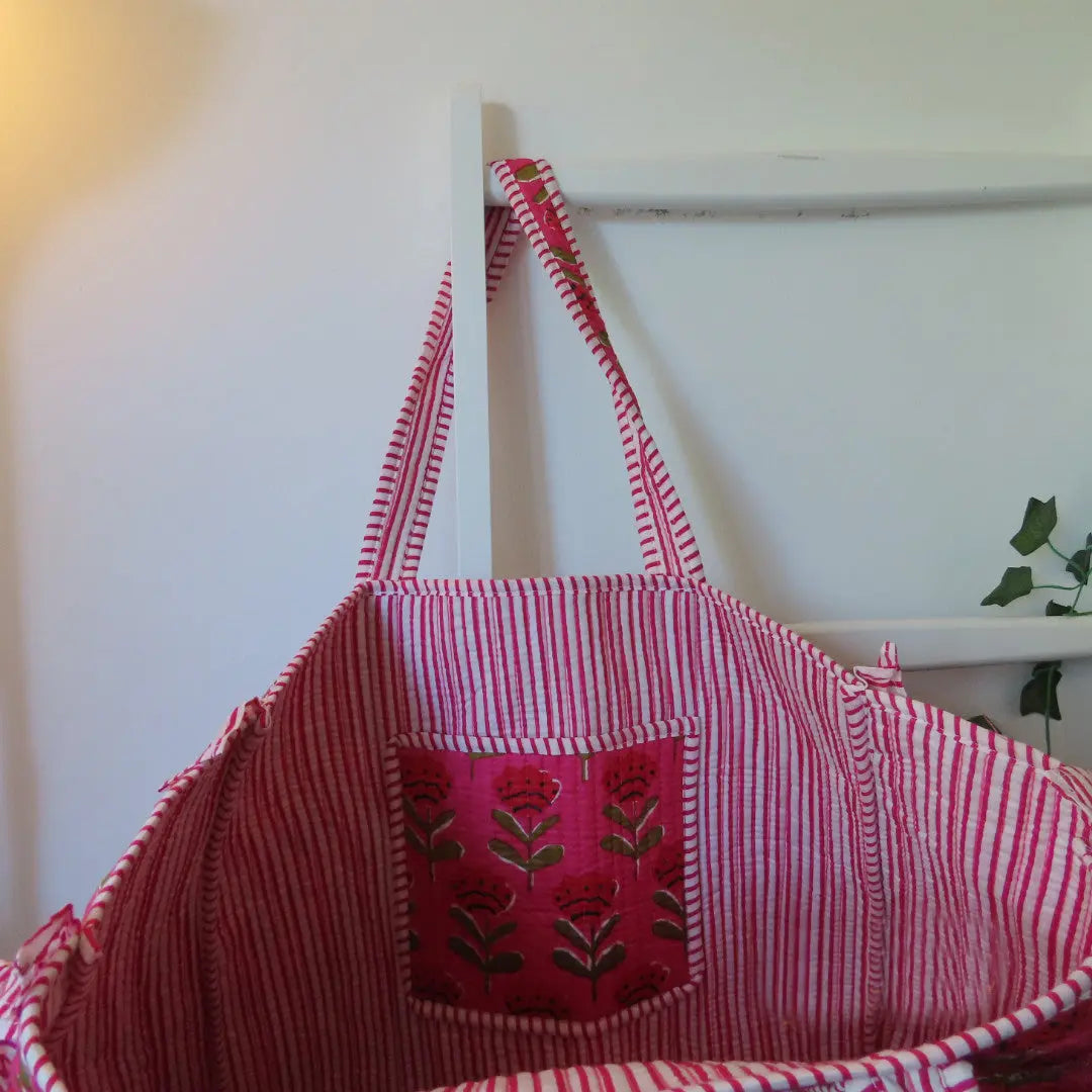 Cotton Quilted Tote Bags with frill My Store
