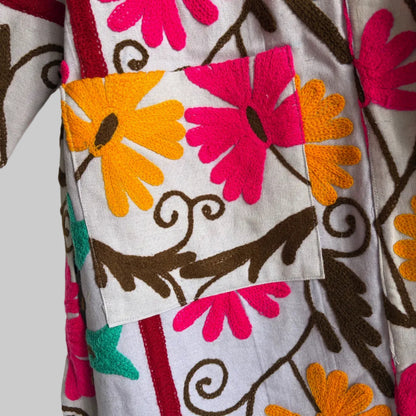 Suzani Embroidery Cotton Long  coat