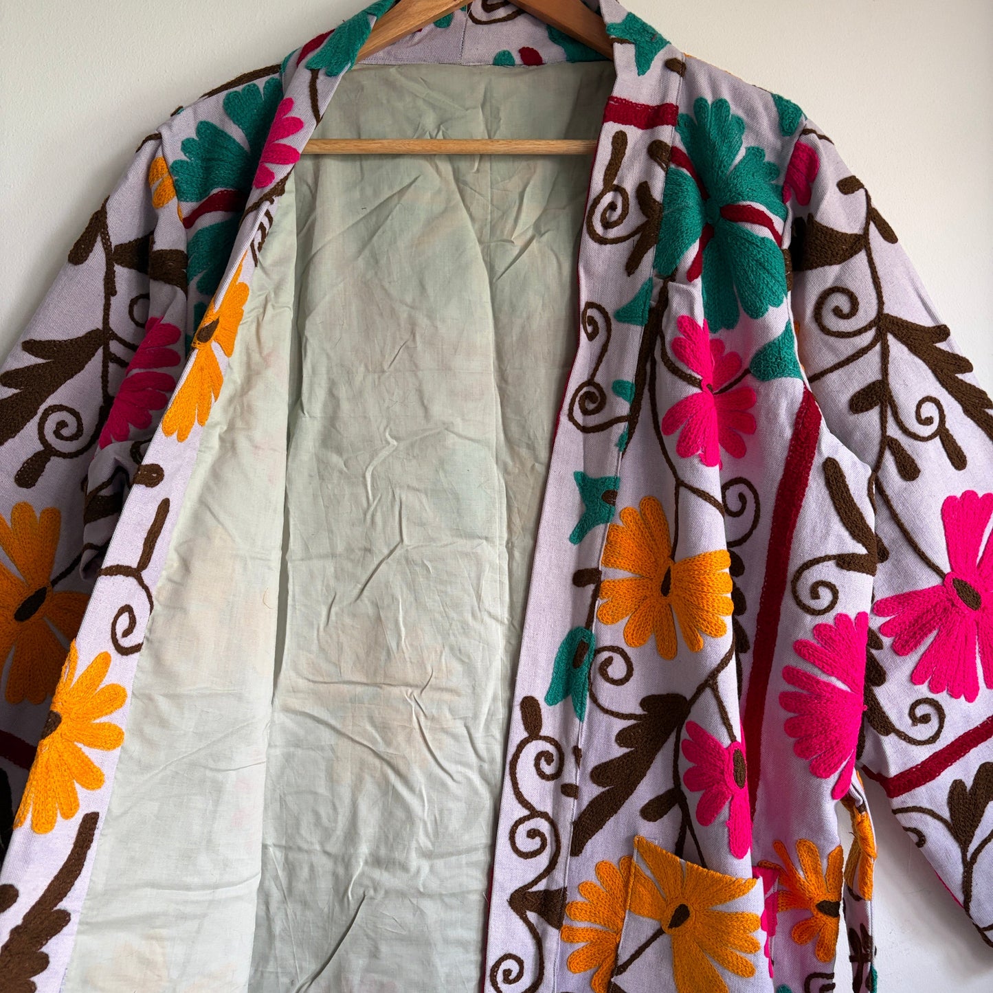Suzani Embroidery Cotton Long  coat