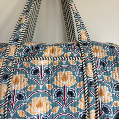 Cotton quilted Floral Duffle Bag